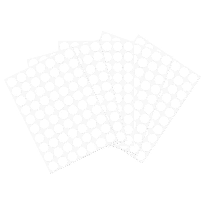 يو إكس سيل 10 ورقات/700 قطعة من ملصقات غطاء فتحة المسمار من uxcell، أغطية ذاتية اللصق من البولي فينيل كلوريد بقطر 18 مم مقاومة للغبار لخزانة الأثاث الخشبي وخزانة الملابس، أبيض - Image 1